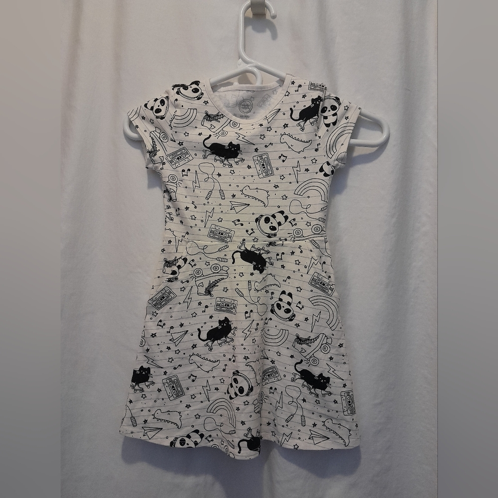 - Wonder Nation Adorable Black and White Dress With Artistic Drawn Picture…